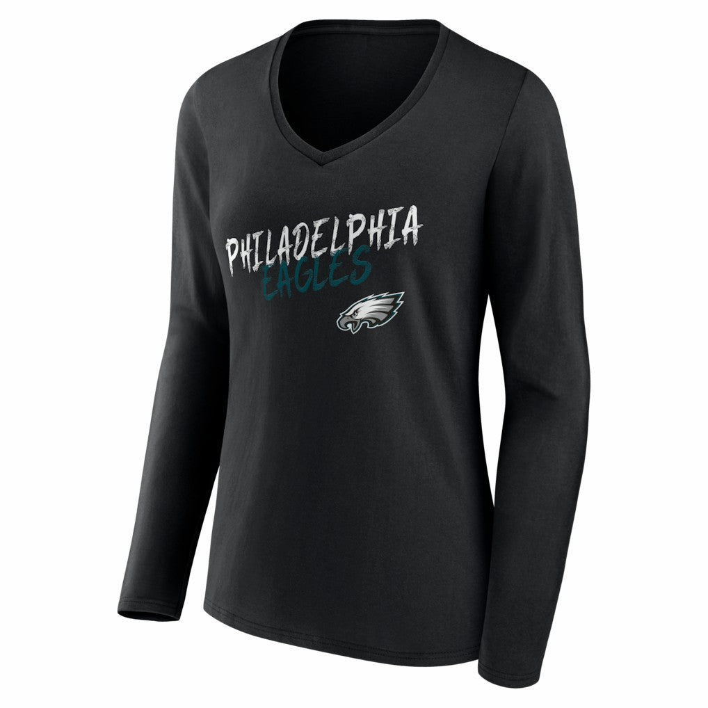 Philadelphia Eagles Women's Hustle Personalized Name & Number Long Sleeve V-Neck T-Shirt | NFL Outlet