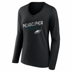 Philadelphia Eagles Women's Hustle Personalized Name & Number Long Sleeve V-Neck T-Shirt | NFL Outlet