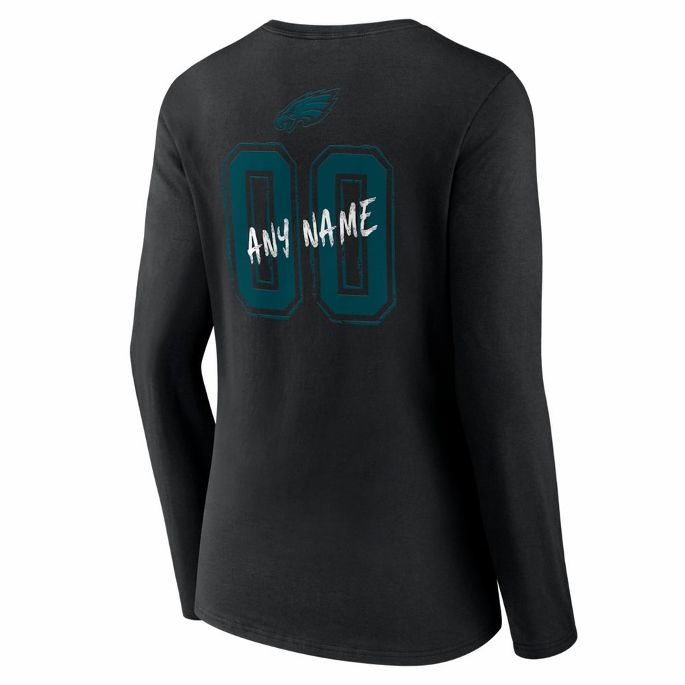Philadelphia Eagles Women's Hustle Personalized Name & Number Long Sleeve V-Neck T-Shirt | NFL Outlet