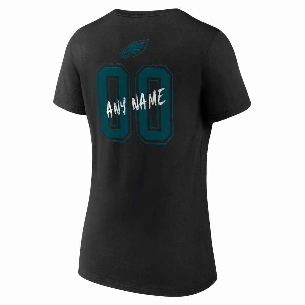 Philadelphia Eagles Women's Hustle Personalized Name & Number V-Neck T-Shirt | NFL Discount
