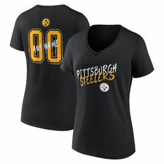 Pittsburgh Steelers Women's Hustle Personalized Name & Number V-Neck T-Shirt | NFL Hot