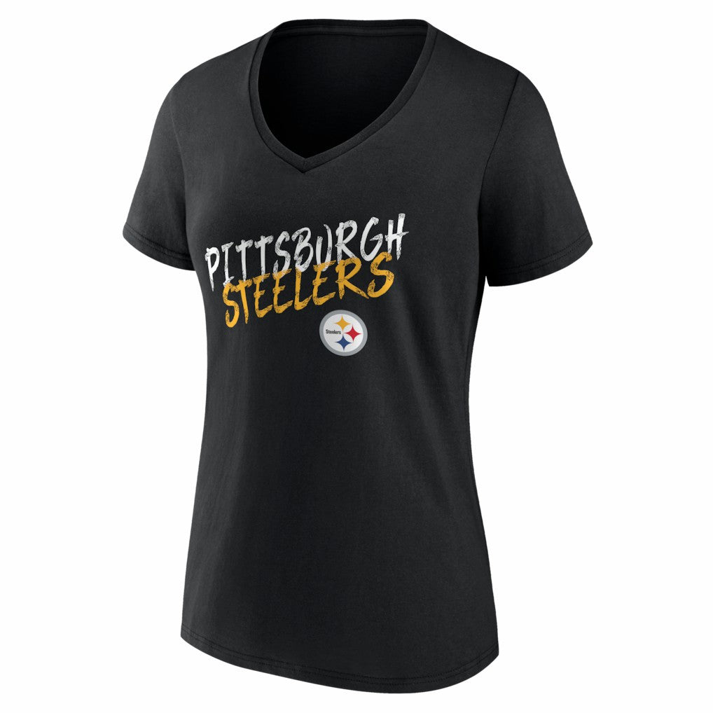 Pittsburgh Steelers Women's Hustle Personalized Name & Number V-Neck T-Shirt | NFL Hot