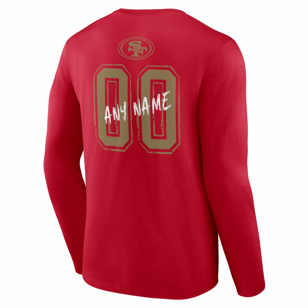 San Francisco 49ers Hustle Personalized Name & Number Long Sleeve T-Shirt | NFL Outlet