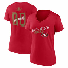 San Francisco 49ers Women's Hustle Personalized Name & Number V-Neck T-Shirt | NFL Online