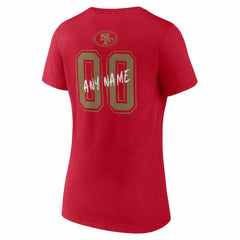 San Francisco 49ers Women's Hustle Personalized Name & Number V-Neck T-Shirt | NFL Online