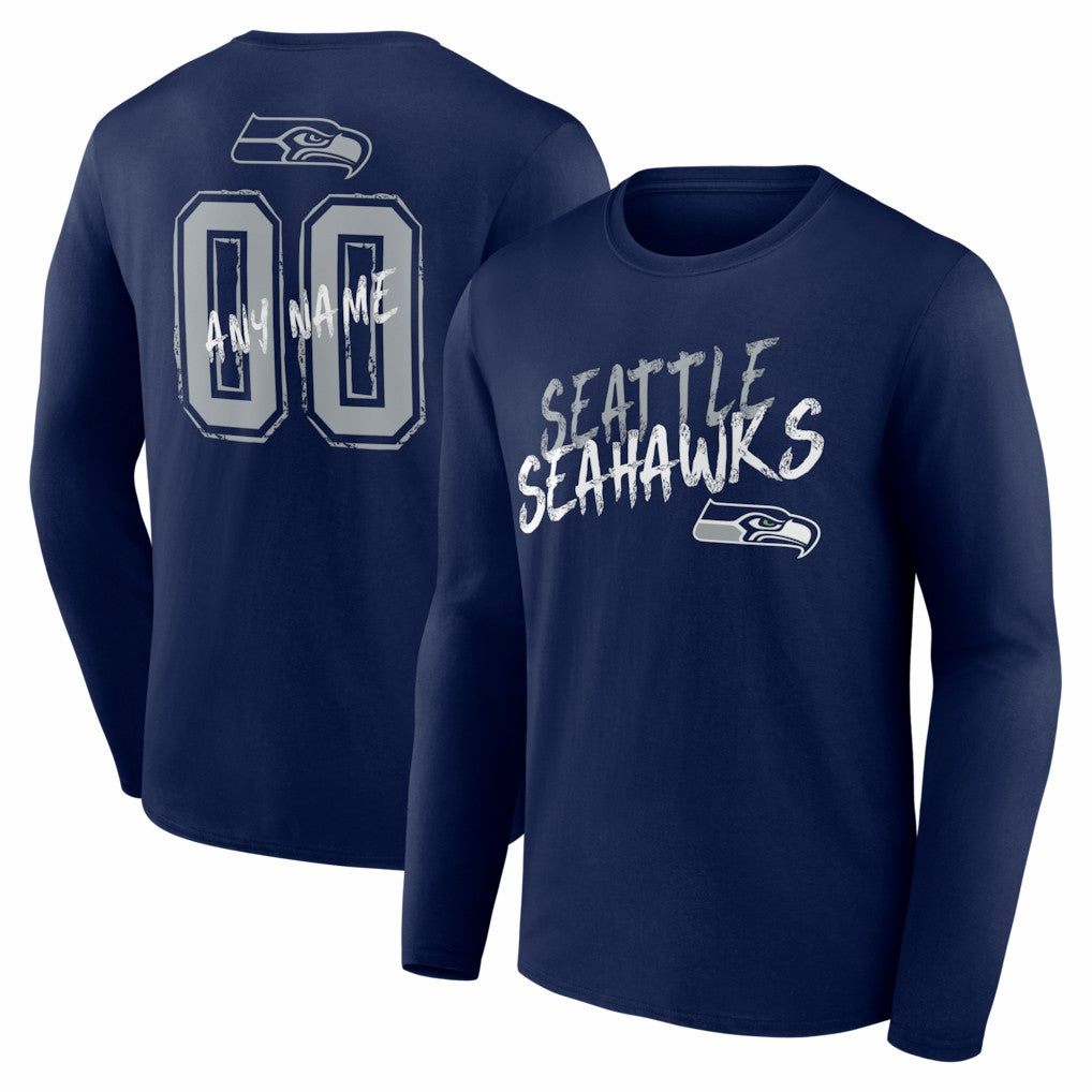 Seattle Seahawks Hustle Personalized Name & Number Long Sleeve T-Shirt | NFL Hot