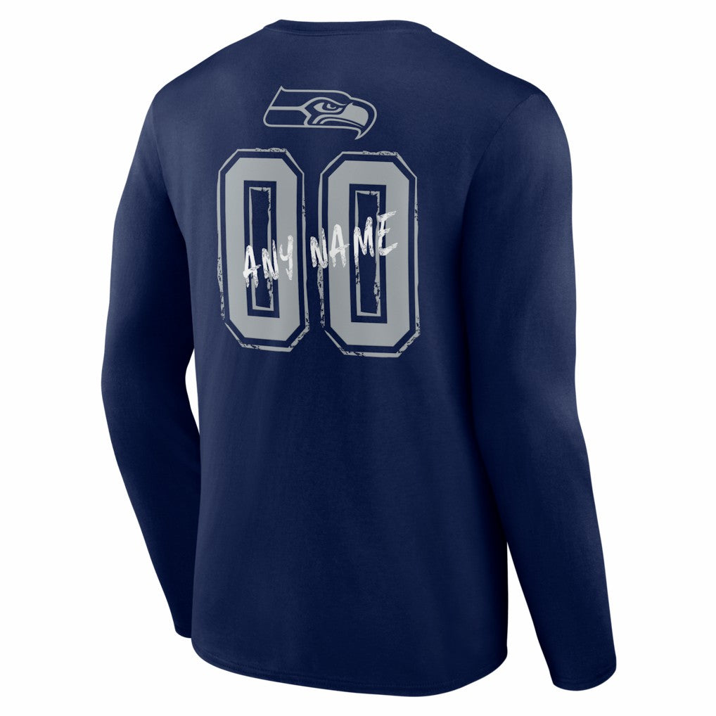 Seattle Seahawks Hustle Personalized Name & Number Long Sleeve T-Shirt | NFL Hot