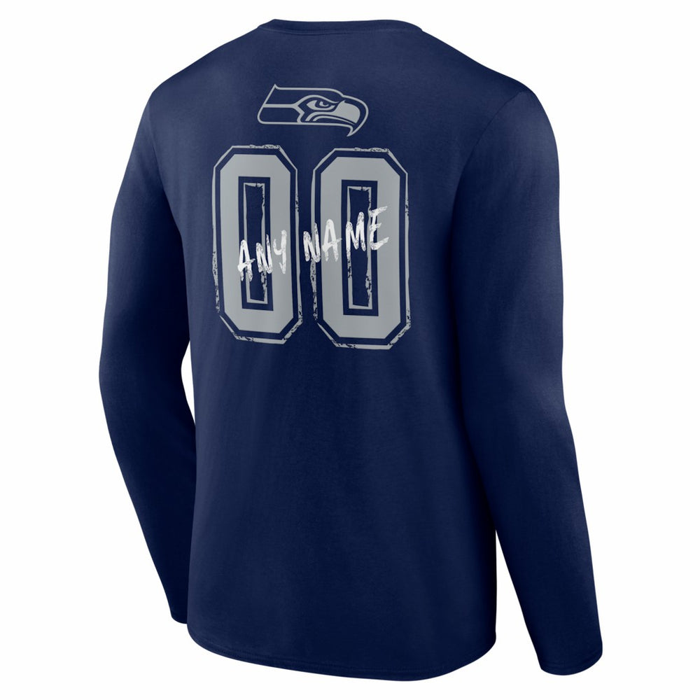 Seattle Seahawks Hustle Personalized Name & Number Long Sleeve T-Shirt | NFL Hot
