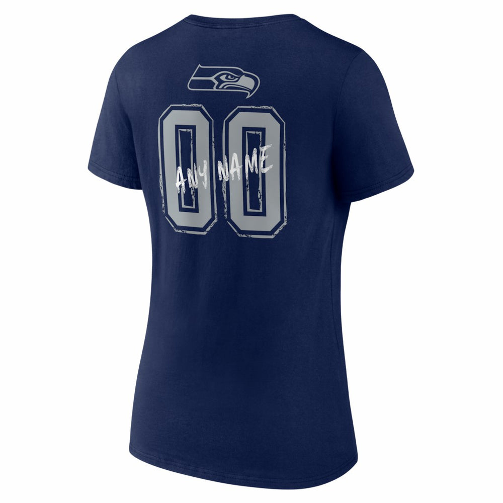 Seattle Seahawks Women's Hustle Personalized Name & Number V-Neck T-Shirt | NFL On sale