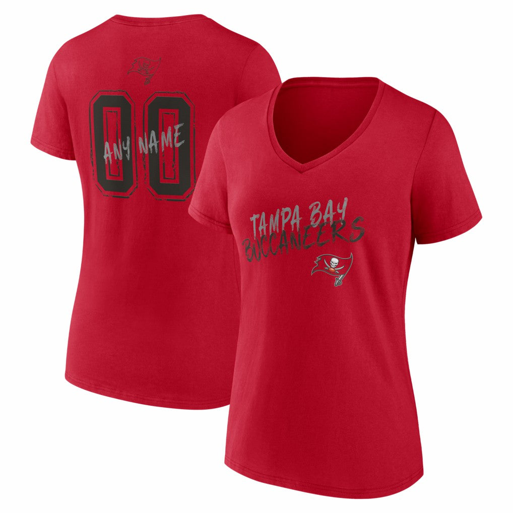 Tampa Bay Buccaneers Women's Hustle Personalized Name & Number V-Neck T-Shirt | NFL Online