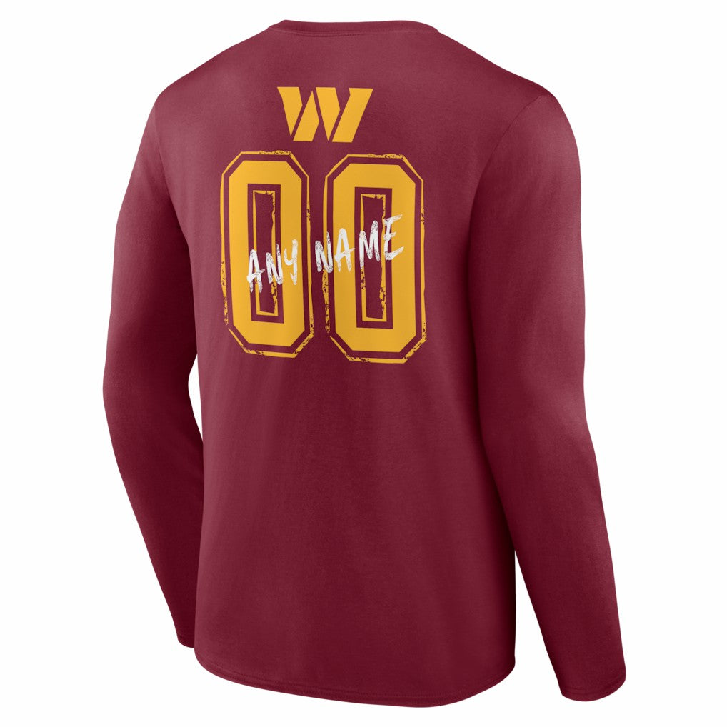 Washington Commanders Hustle Personalized Name & Number Long Sleeve T-Shirt | NFL Hot