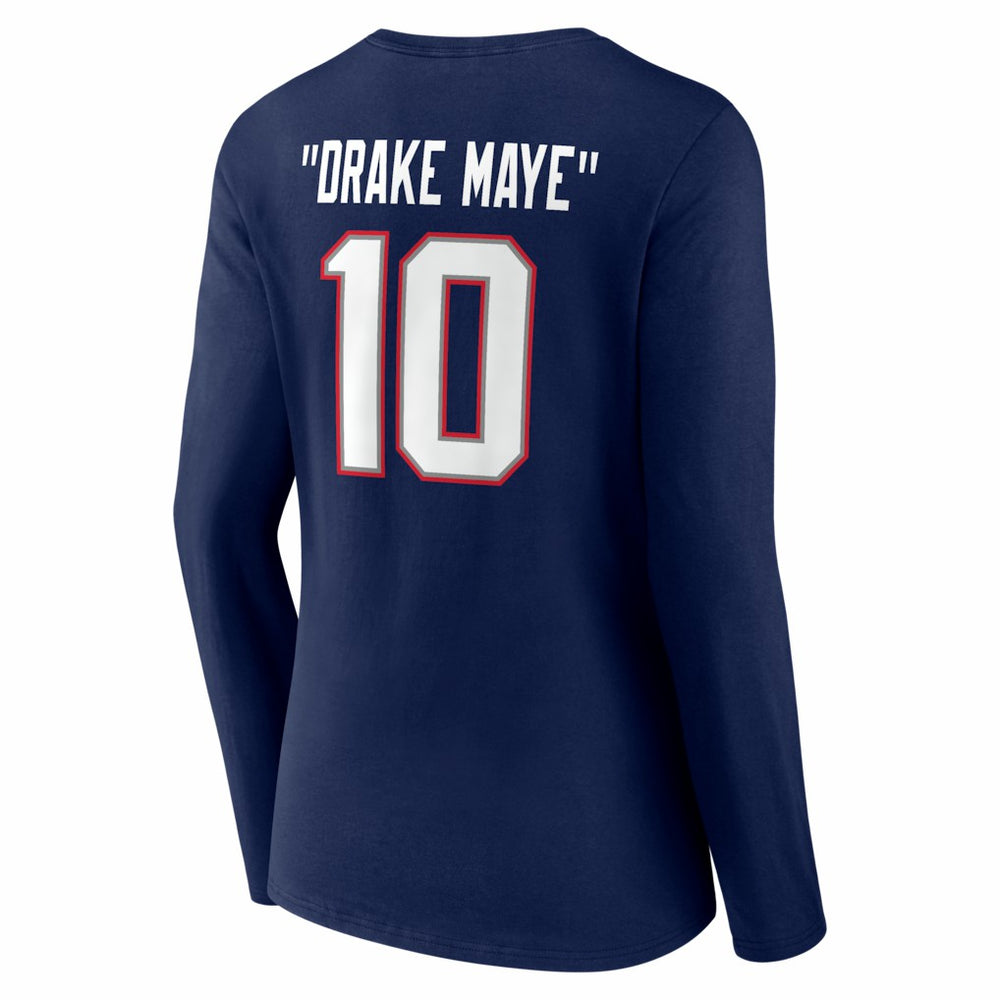 New England Patriots Drake Maye  Women's Nickname V-Neck Long Sleeve T-Shirt | NFL Sale