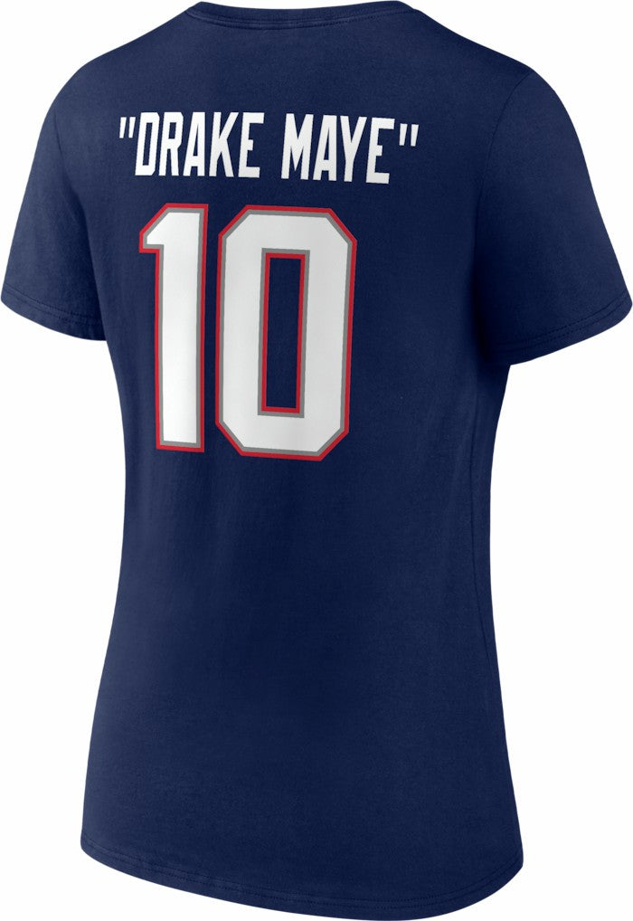 New England Patriots Drake Maye  Women's Nickname V-Neck T-Shirt | NFL Sale