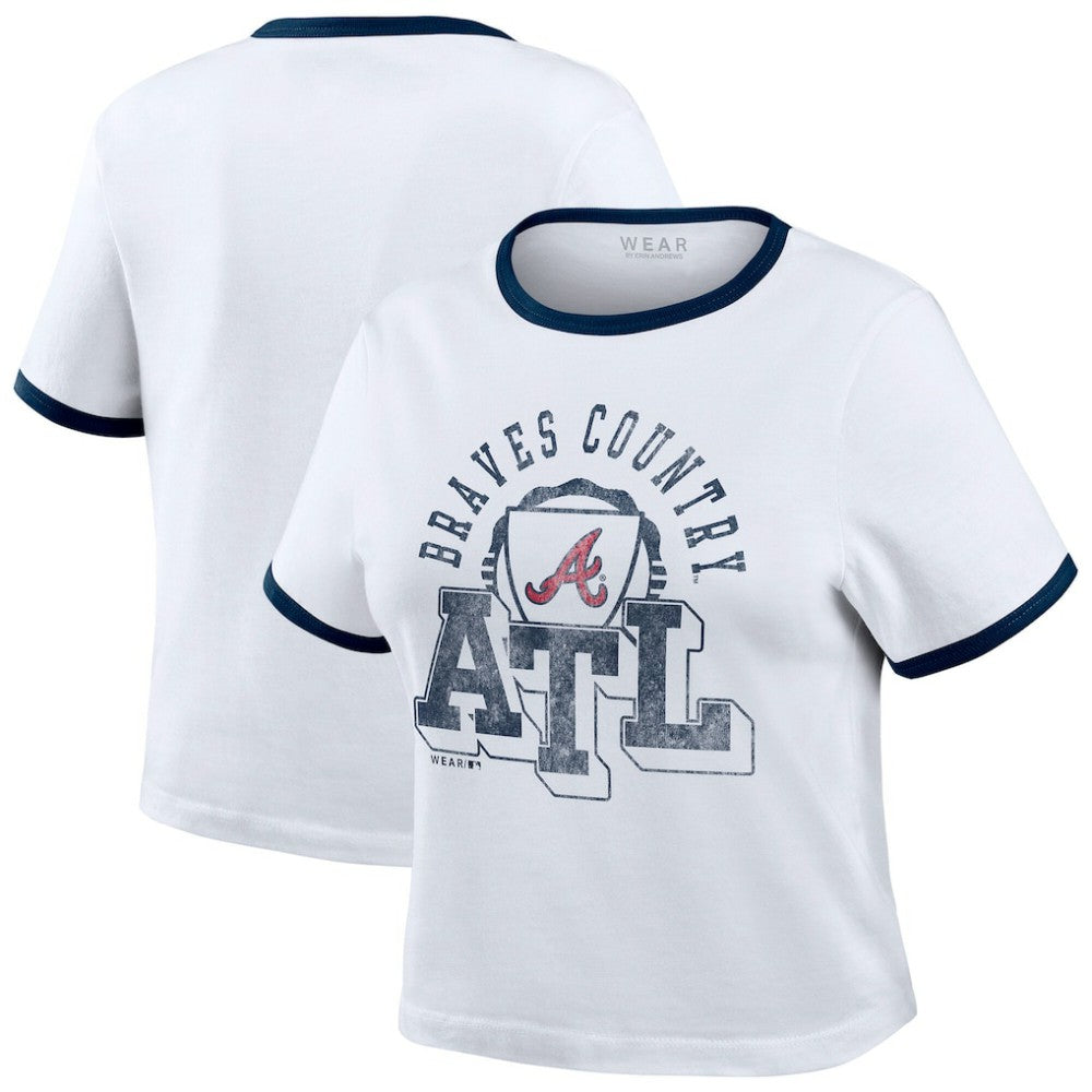 Atlanta Braves WEAR by Erin Andrews Women's Ringer Baby T-Shirt - MLB T-shirts