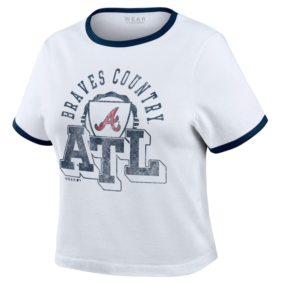 Atlanta Braves WEAR by Erin Andrews Women's Ringer Baby T-Shirt - MLB T-shirts