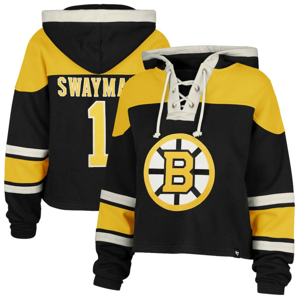 Jeremy Swayman Boston Bruins '47 Women's Superior Lacer Cropped Pullover Hoodie -  NHL Hoodies