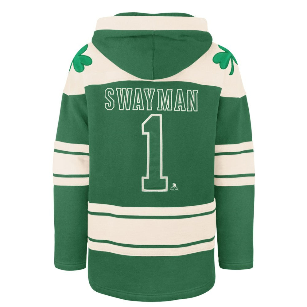 Jeremy Swayman Boston Bruins '47 St. Patrick's Day Player Name & Number Lacer Pullover Hoodie -  NHL Hoodies