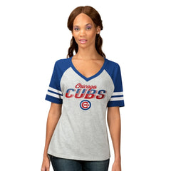 Chicago Cubs G-III 4Her by Carl Banks Women's Goal Line Raglan V-Neck T-Shirt - MLB T-shirts