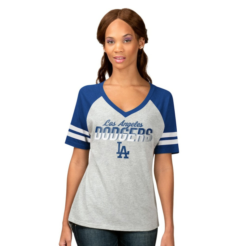 Los Angeles Dodgers G-III 4Her by Carl Banks Women's Goal Line Raglan V-Neck T-Shirt - MLB T-shirts