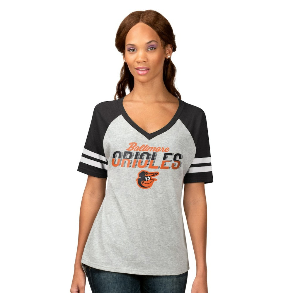 Baltimore Orioles G-III 4Her by Carl Banks Women's Goal Line Raglan V-Neck T-Shirt - MLB T-shirts