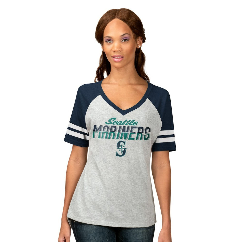 Seattle Mariners G-III 4Her by Carl Banks Women's Goal Line Raglan V-Neck T-Shirt - MLB T-shirts