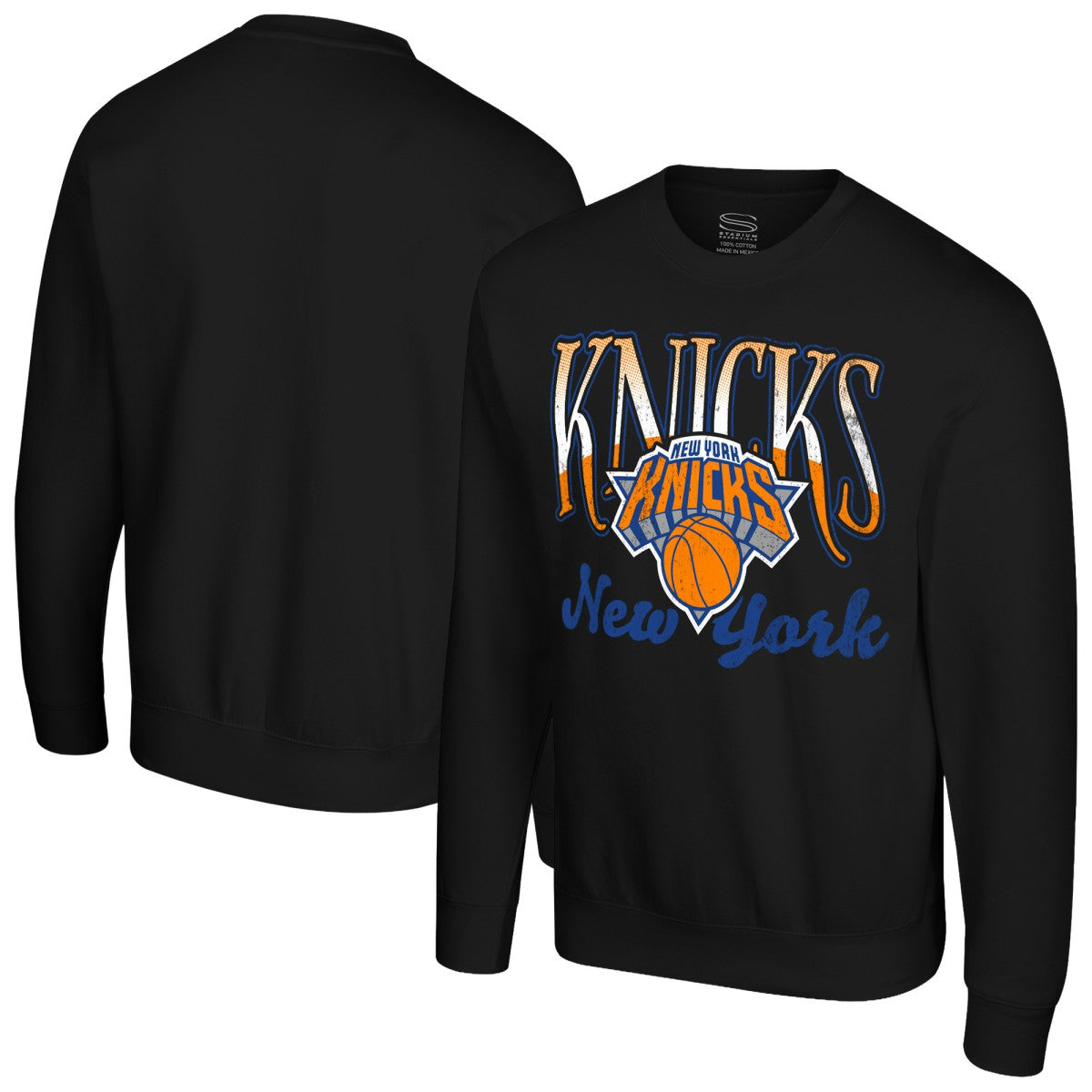 Black New York Knicks Stadium Essentials Unisex Sky High Fleece Sweatshirt | NBA