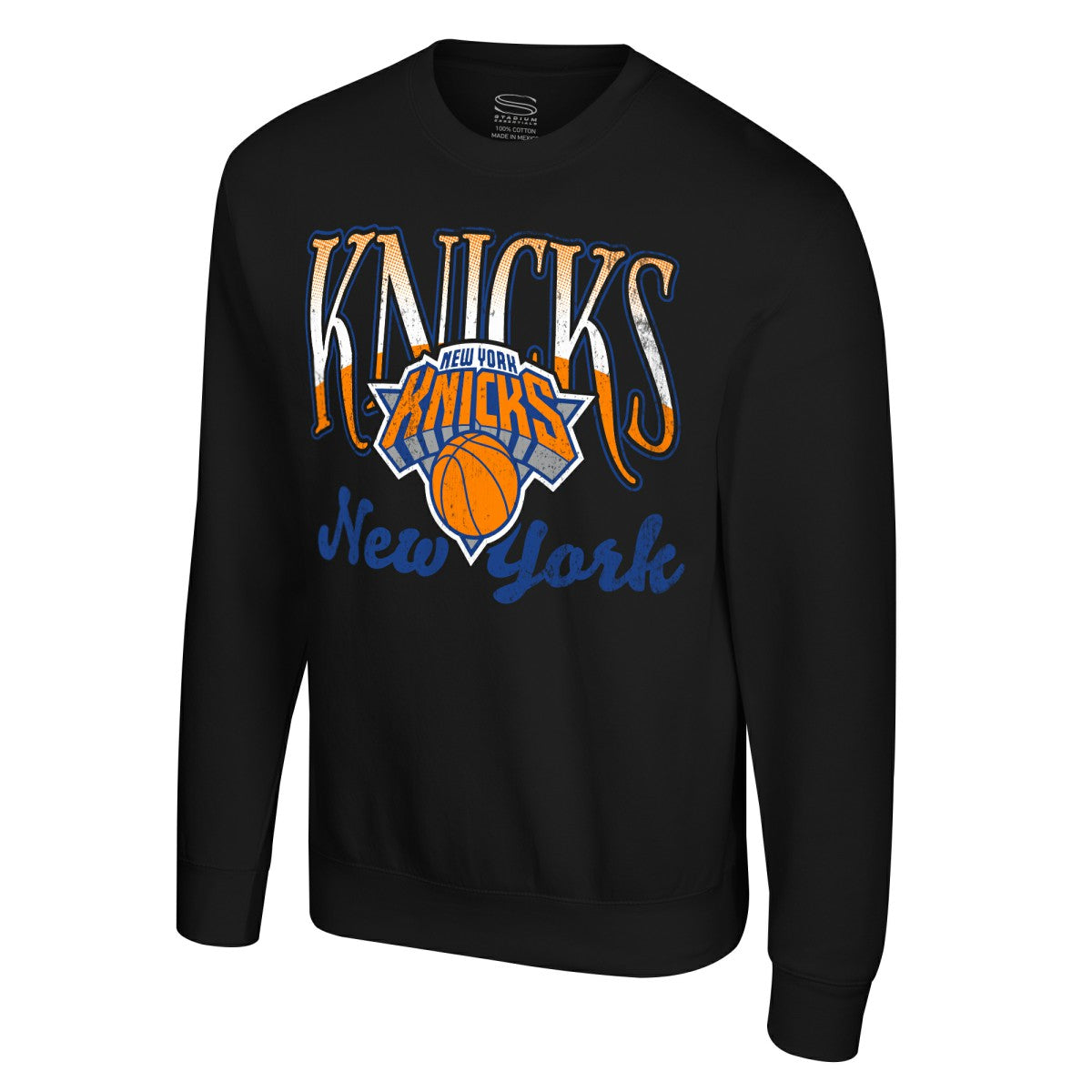 Black New York Knicks Stadium Essentials Unisex Sky High Fleece Sweatshirt | NBA