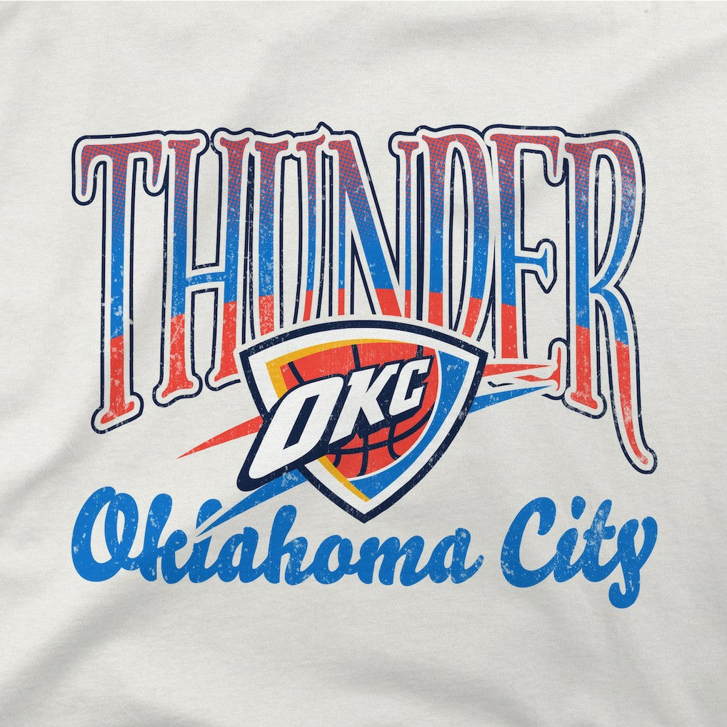 Oatmeal Oklahoma City Thunder Stadium Essentials Unisex Sky High Fleece Sweatshirt | NBA