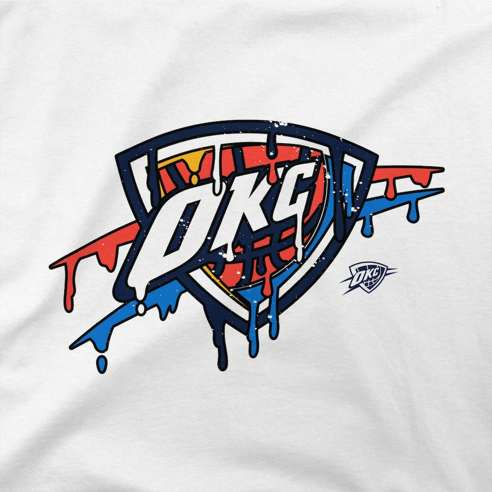 White Oklahoma City Thunder Stadium Essentials Women's Ice Cream Cropped Hoodie | NBA