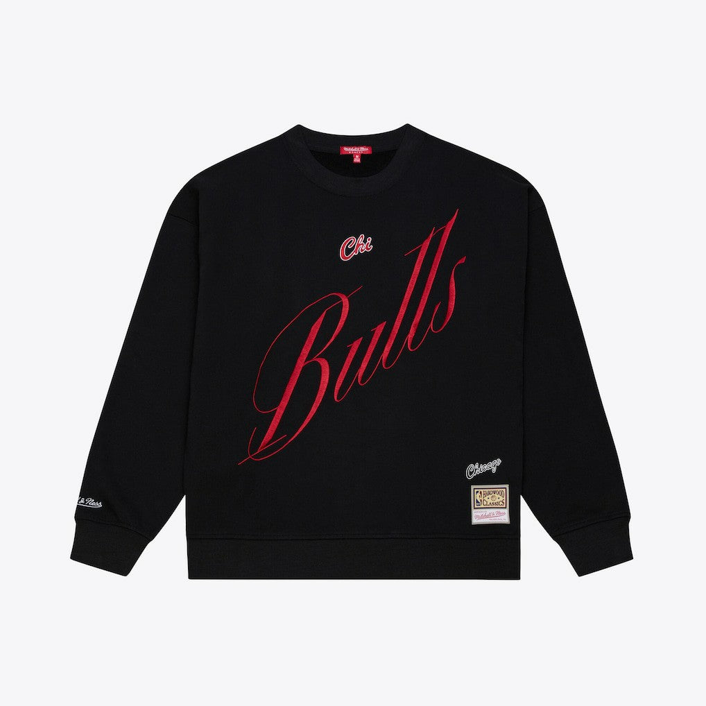 Black Chicago Bulls Women's Hardwood Classics Script Lightweight Sweatshirt | NBA