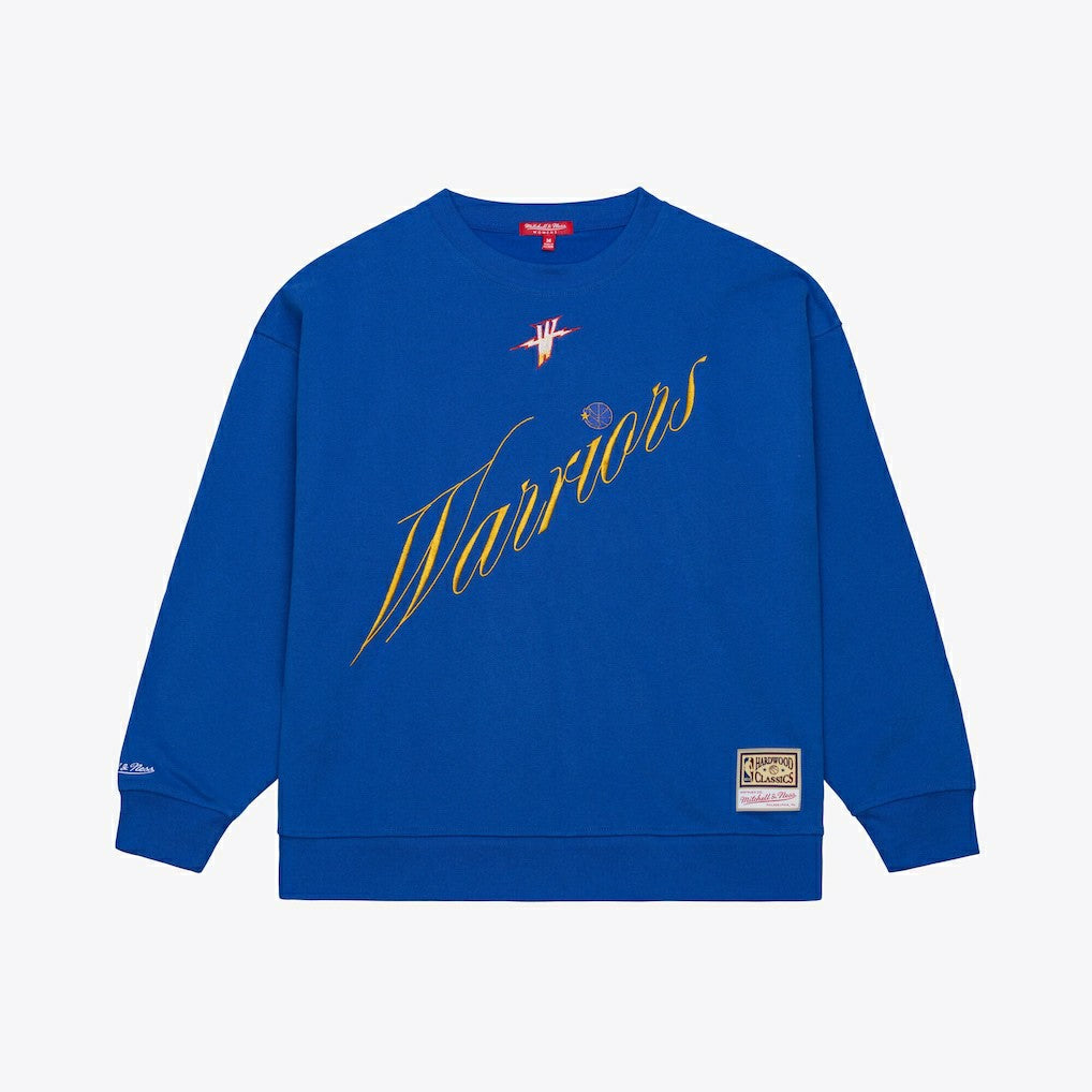 Royal Golden State Warriors Women's Hardwood Classics Script Lightweight Sweatshirt sale | NBA