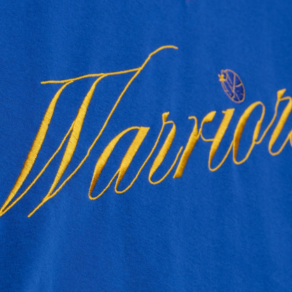 Royal Golden State Warriors Women's Hardwood Classics Script Lightweight Sweatshirt sale | NBA