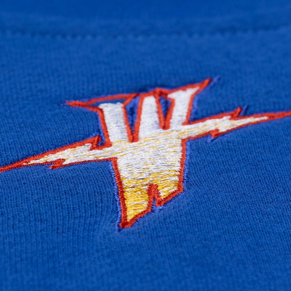 Royal Golden State Warriors Women's Hardwood Classics Script Lightweight Sweatshirt sale | NBA