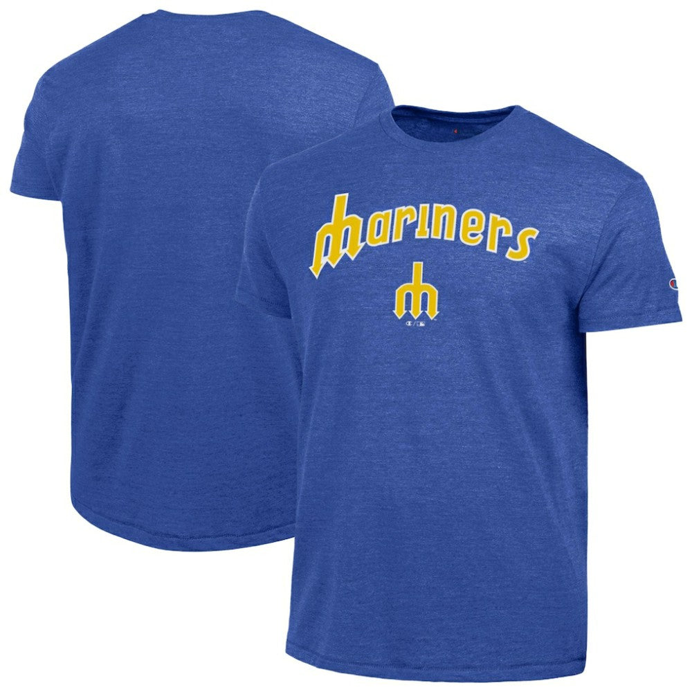 Seattle Mariners Champion Cooperstown Wordmark Lockup Tri-Blend T-Shirt - MLB T-shirts
