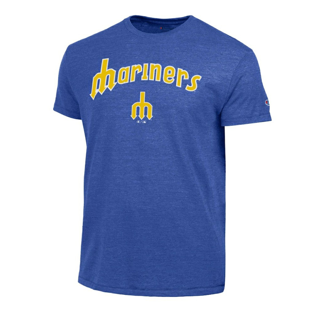 Seattle Mariners Champion Cooperstown Wordmark Lockup Tri-Blend T-Shirt - MLB T-shirts