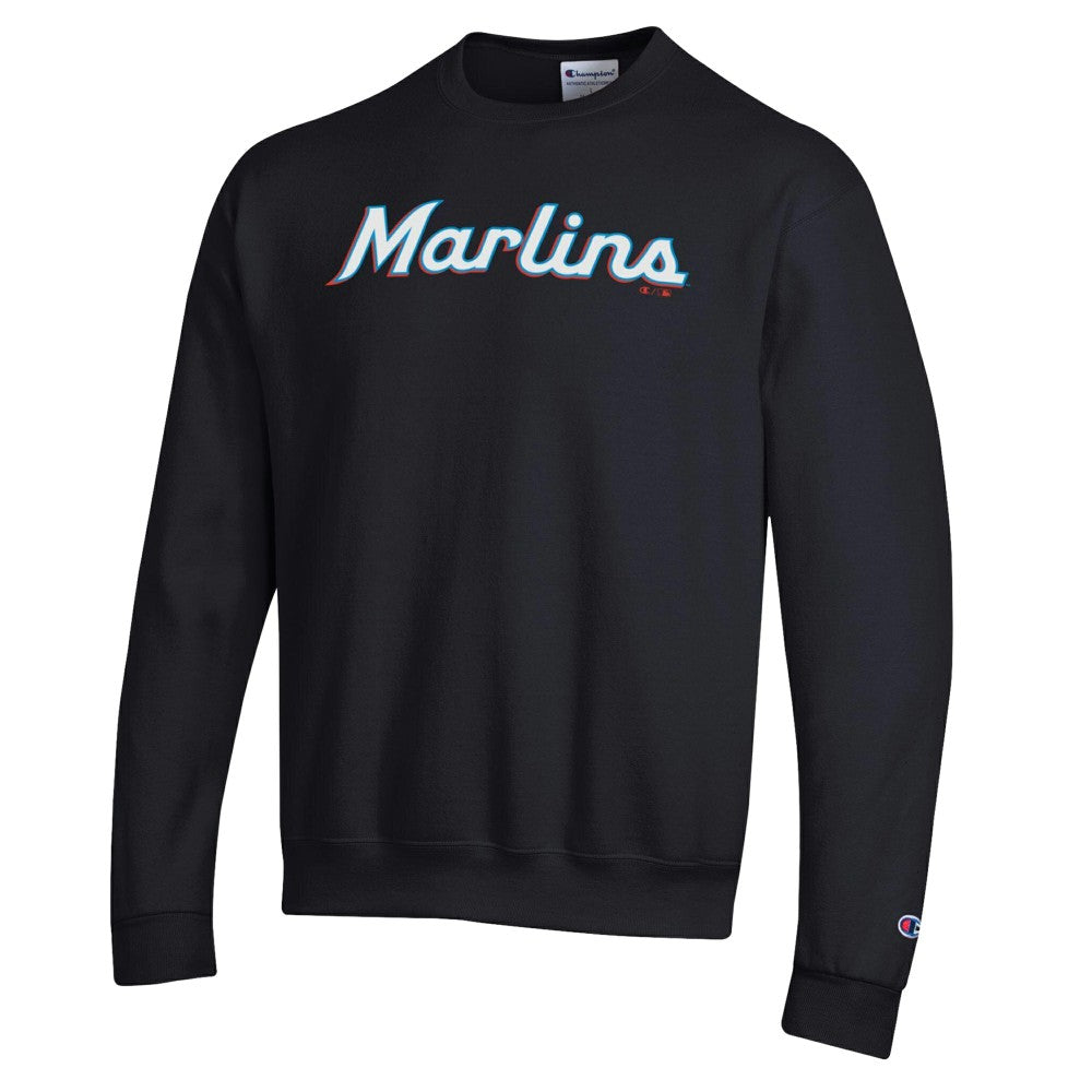 Miami Marlins Champion Powerblend Wordmark Sweatshirt - MLB Sweatshirts