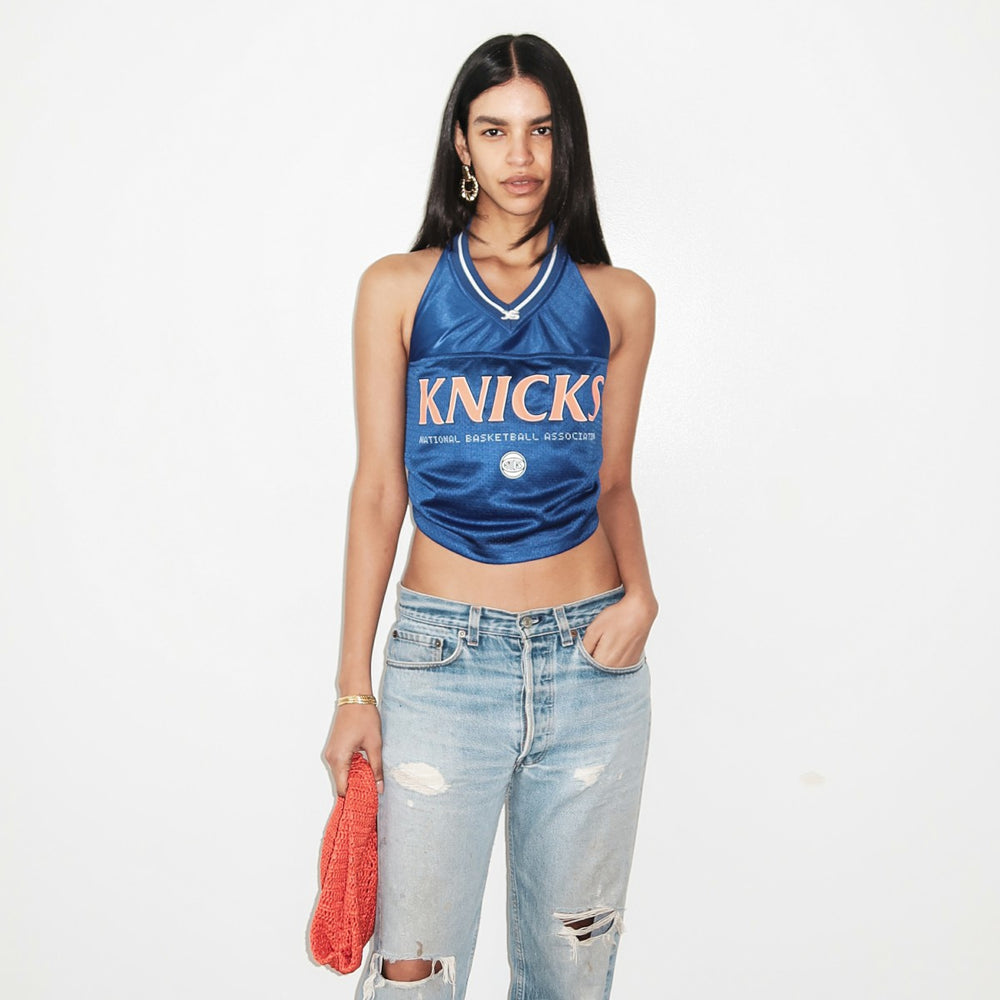 Blue New York Knicks Off Season x NBA Women's Halter Top | NBA
