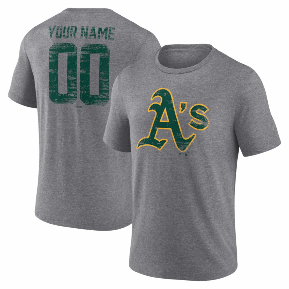 Athletics Heritage Personalized Any Name & Number Tri-Blend T-Shirt - MLB T-shirts