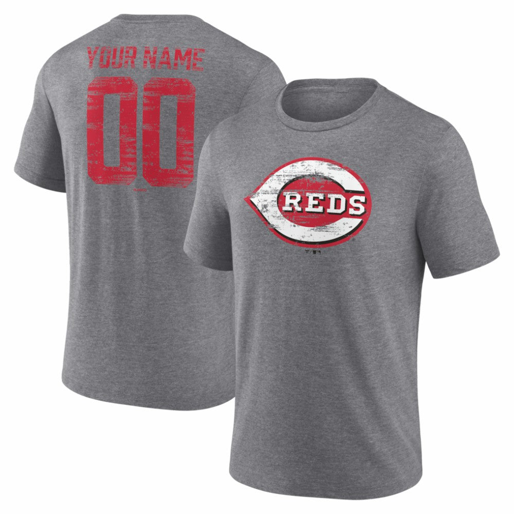 Cincinnati Reds Heritage Personalized Any Name & Number Tri-Blend T-Shirt - MLB T-shirts