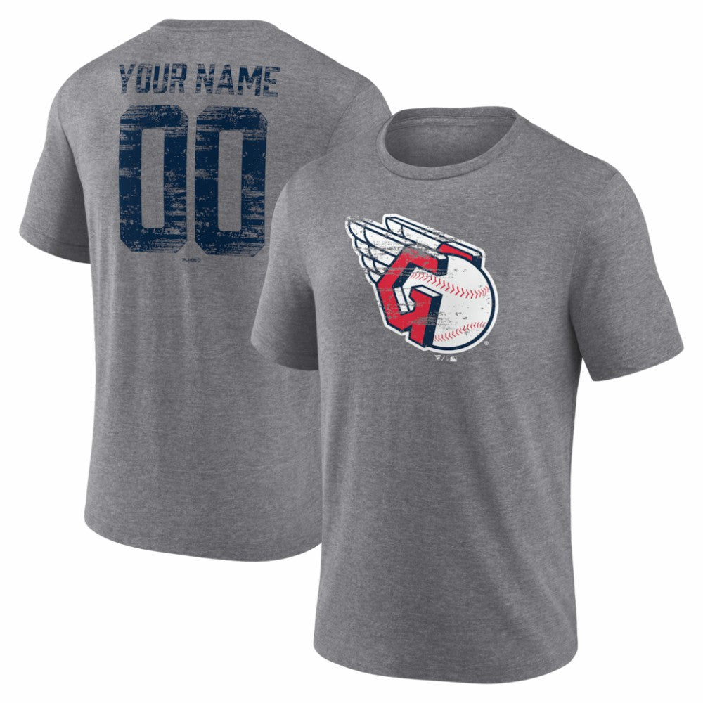 Cleveland Guardians Heritage Personalized Any Name & Number Tri-Blend T-Shirt - MLB T-shirts