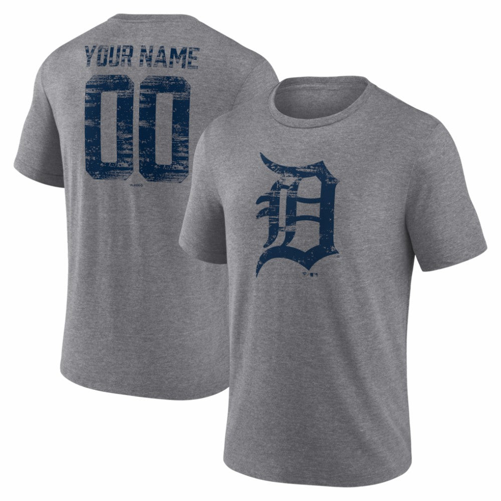 Detroit Tigers Heritage Personalized Any Name & Number Tri-Blend T-Shirt - MLB T-shirts
