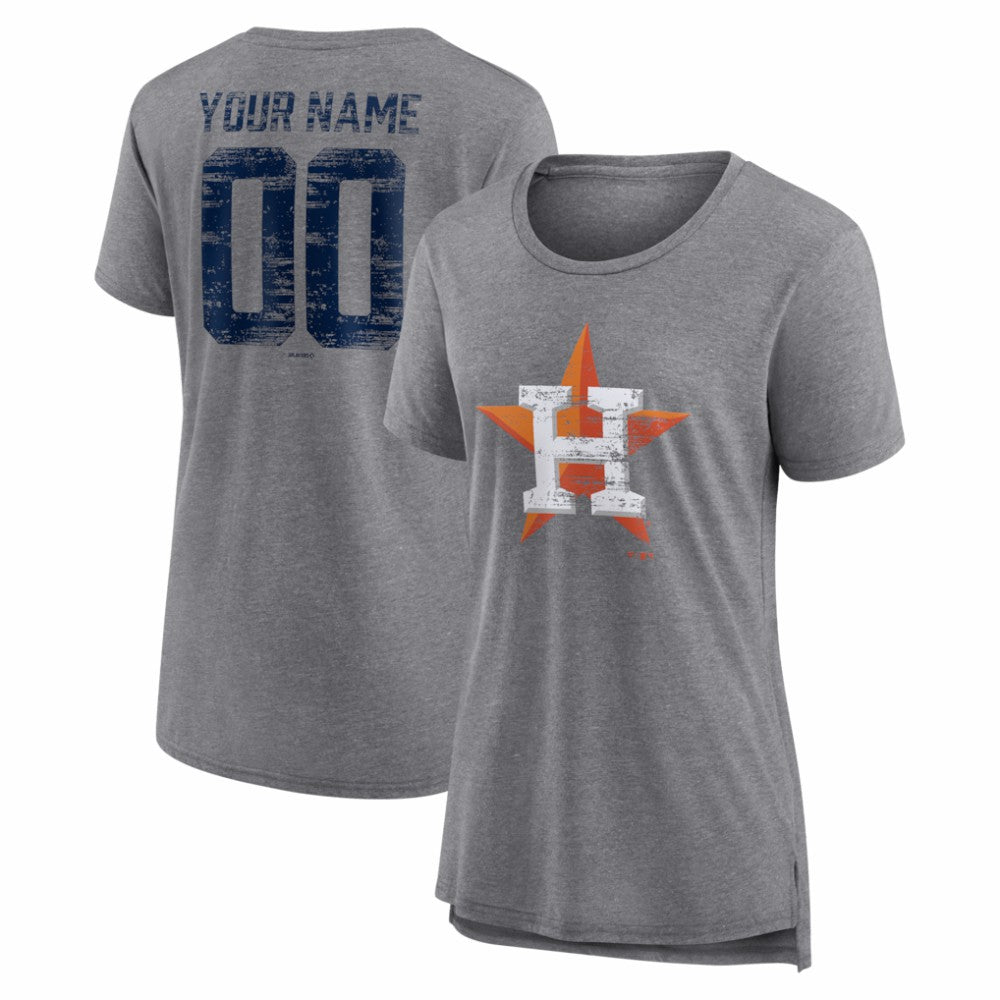 Houston Astros Women's Heritage Personalized Any Name & Number Tri-Blend T-Shirt - MLB T-shirts