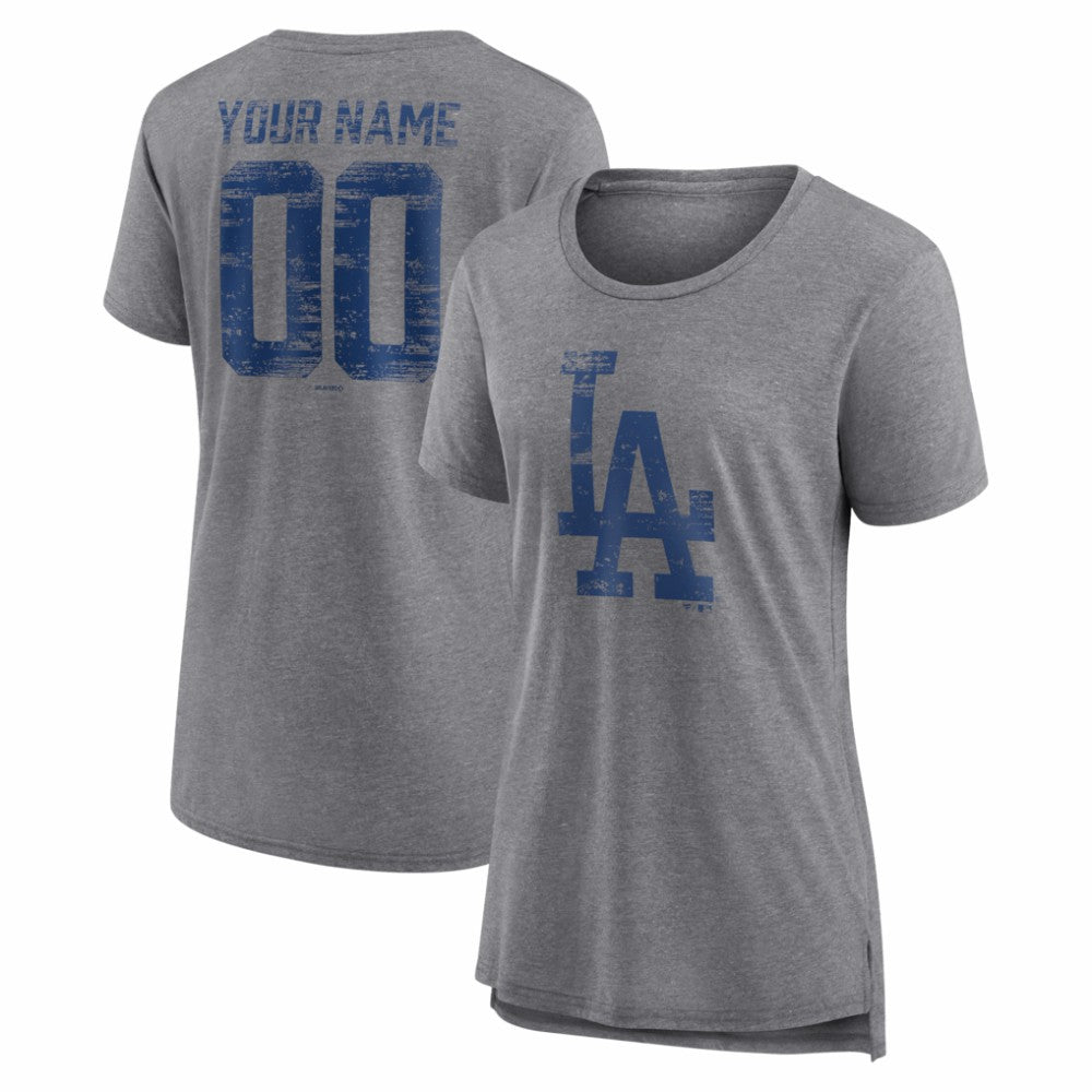 Los Angeles Dodgers Women's Heritage Personalized Any Name & Number Tri-Blend T-Shirt - MLB T-shirts