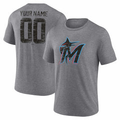 Miami Marlins Heritage Personalized Any Name & Number Tri-Blend T-Shirt - MLB T-shirts