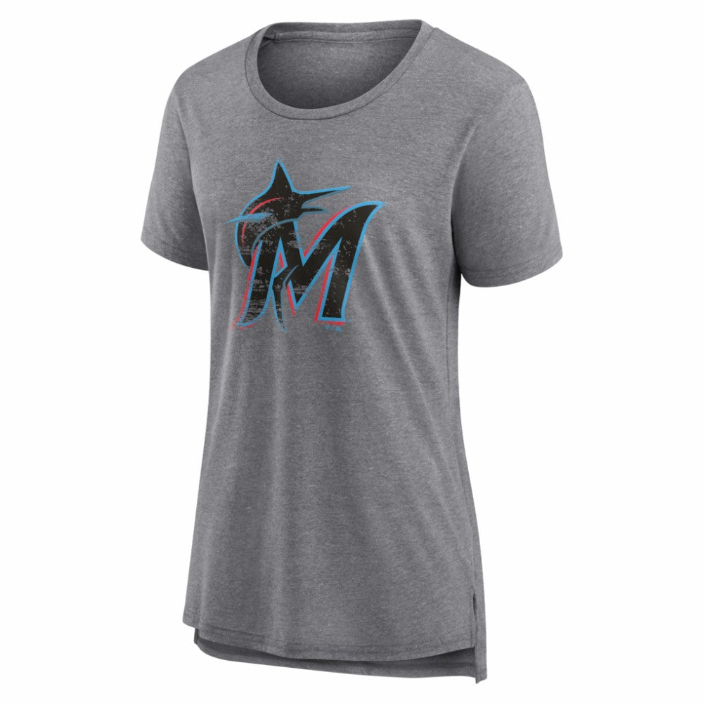 Miami Marlins Women's Heritage Personalized Any Name & Number Tri-Blend T-Shirt - MLB T-shirts