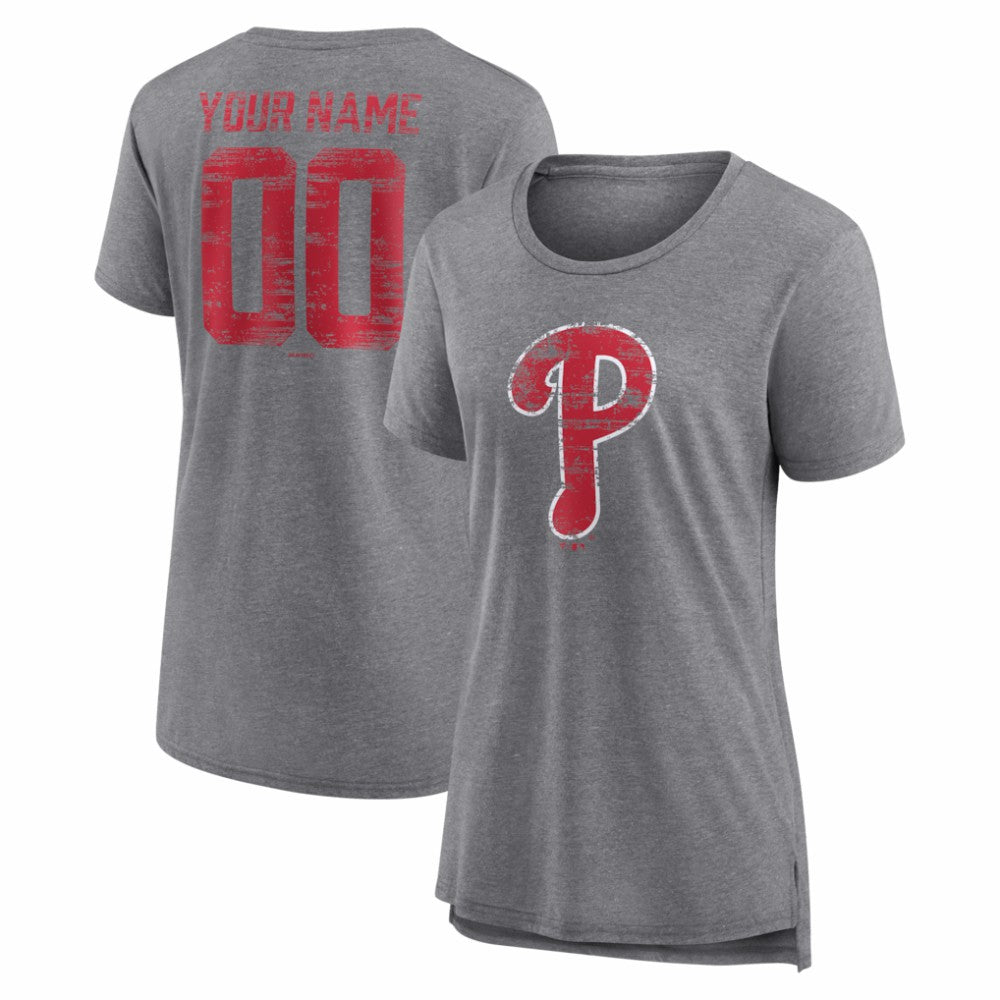 Philadelphia Phillies Women's Heritage Personalized Any Name & Number Tri-Blend T-Shirt - MLB T-shirts