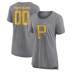 Pittsburgh Pirates Women's Heritage Personalized Any Name & Number Tri-Blend T-Shirt - MLB T-shirts