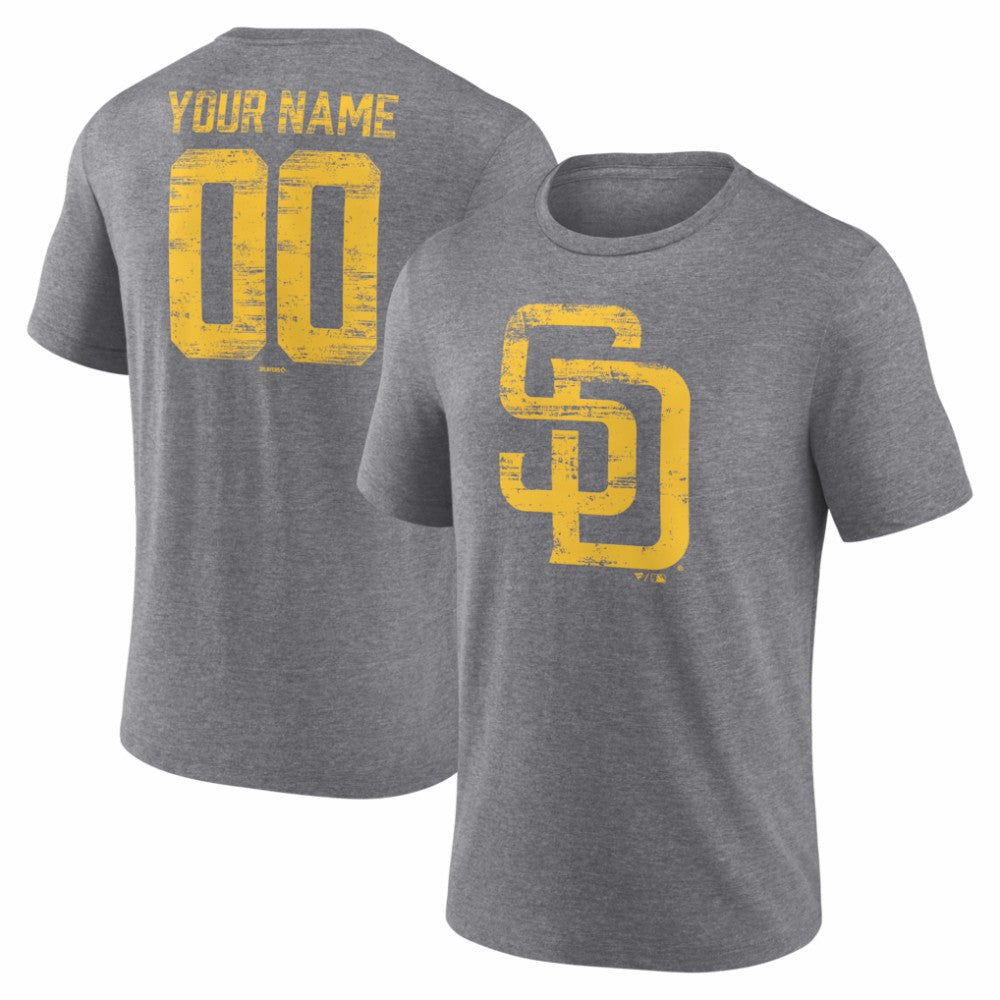 San Diego Padres Heritage Personalized Any Name & Number Tri-Blend T-Shirt - MLB T-shirts