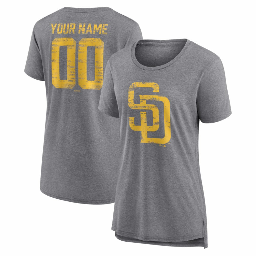 San Diego Padres Women's Heritage Personalized Any Name & Number Tri-Blend T-Shirt - MLB T-shirts