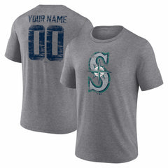 Seattle Mariners Heritage Personalized Any Name & Number Tri-Blend T-Shirt - MLB T-shirts